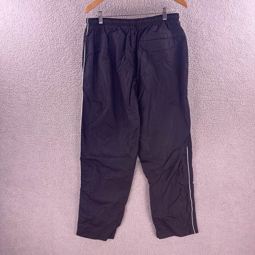 Vintage Nike Mens XL Black Nylon Track Pants White Piping Baggy Y2K - Picture 2 of 7